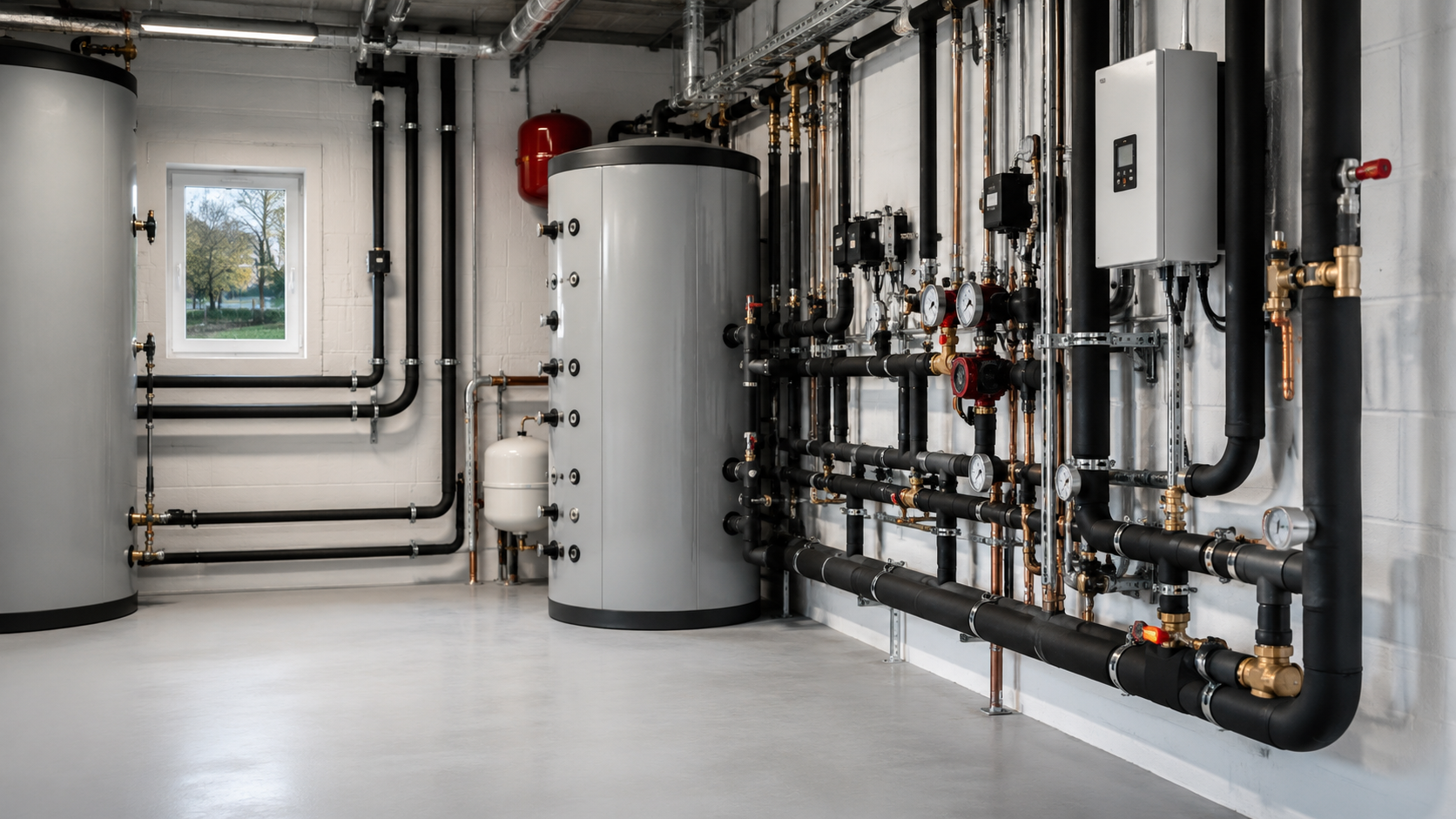 Commercial plant room serviced by Professional Plumbing Services Dublin