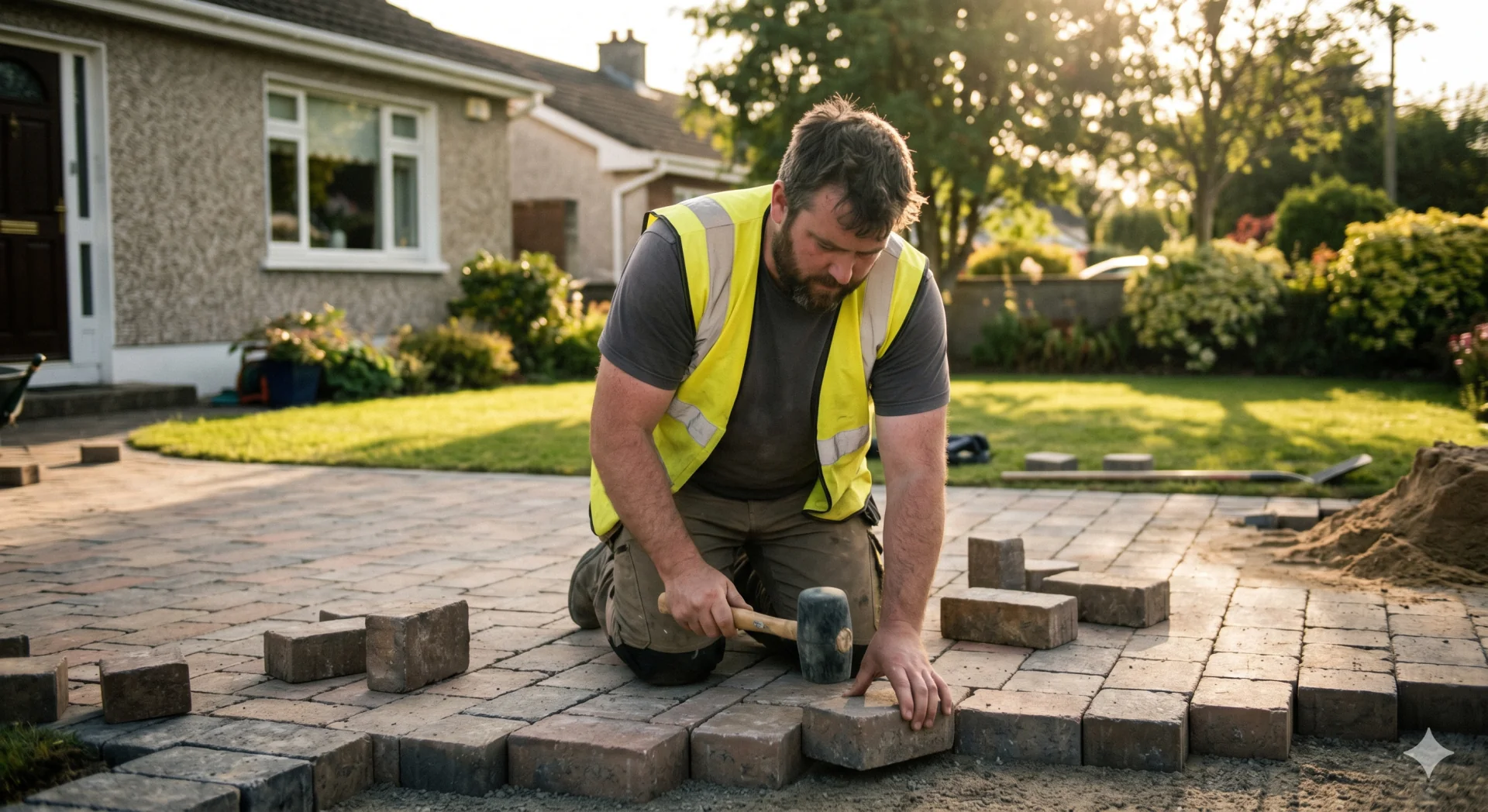 Paving contractor laying a driveway in Ireland