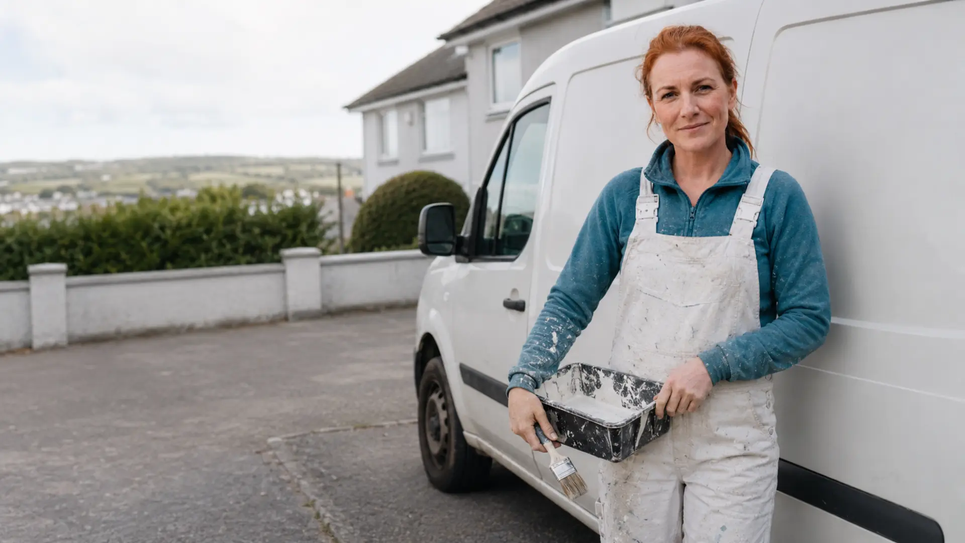 Painter by her van — getting Google reviews for a trade business